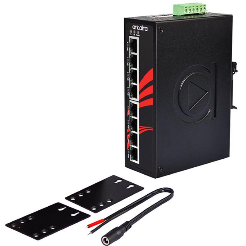 8-Port Unmanaged POE Industrial Ethernet Switch, 12-36VDC, -40 - 75C