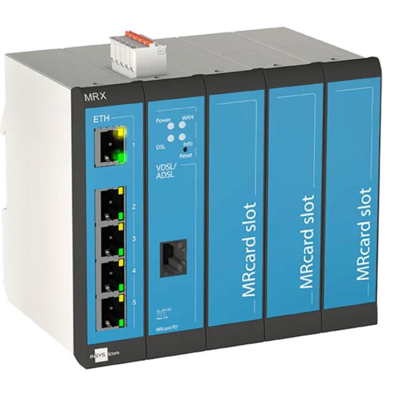 INSYS icom MRX5 DSL-A, modularer VDSL-/ADSL-Router Annex A, VPN VDSL2 ADSL/2/2+ 2xdig.ein 5xEthernet