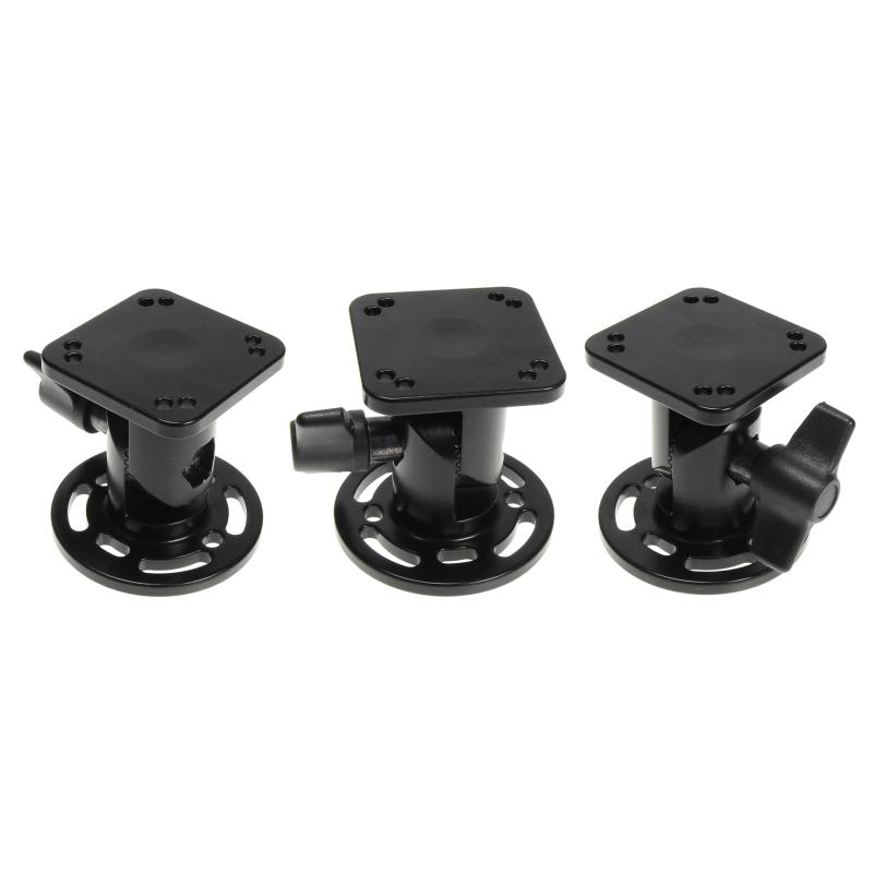 Sockelhalterung mit Fl&uuml;gelmutter, L&auml;nge: 62 mm, runder Sockel, quadratische Montageplatte 50x50mm, F