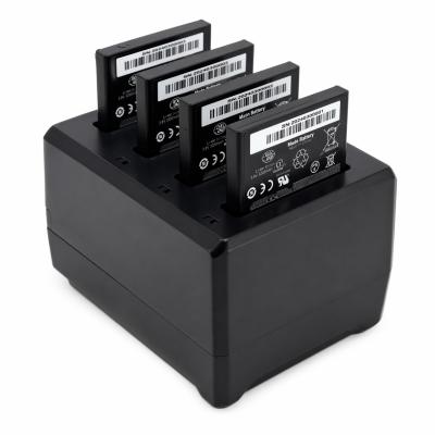 4-slot battery charger. Comes with power adaptor and US power cable, Not included but optional acces