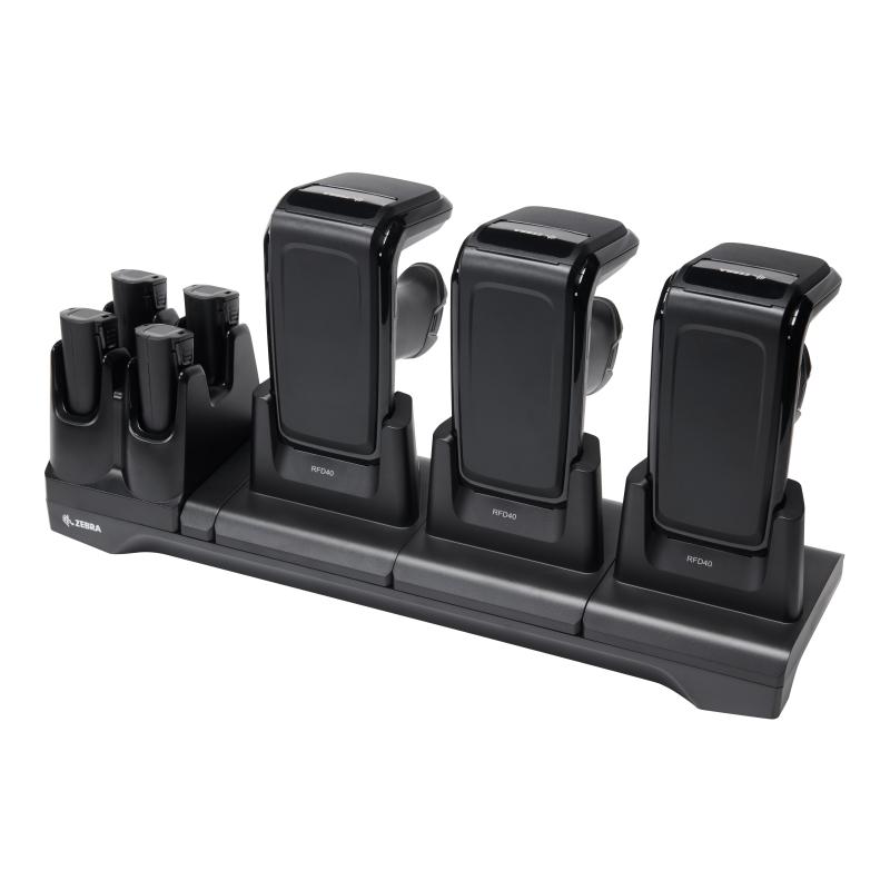 Zebra RFD40 Lade-/&Uuml;bertragungsstation, l&auml;dt 3x RFD40 und 4x Ersatzakku, Ethernet