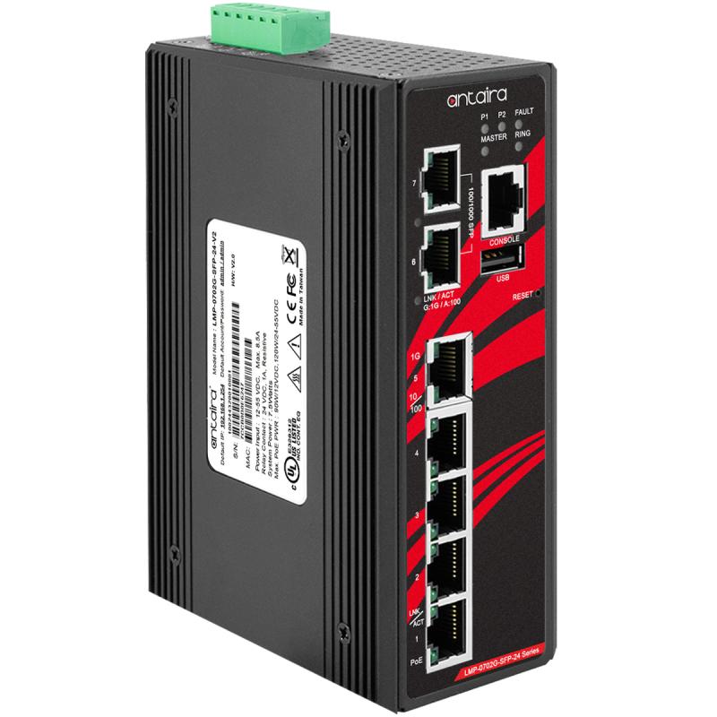 7-Port Managed POE+ Switch, EOT -40&deg; - 75&deg;C