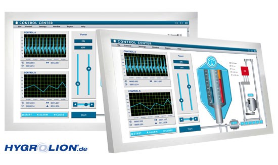 43″ Industriemonitor und Hygrolion Panel PC aus Edelstahl für anspruchsvolle Industrieanwendungen